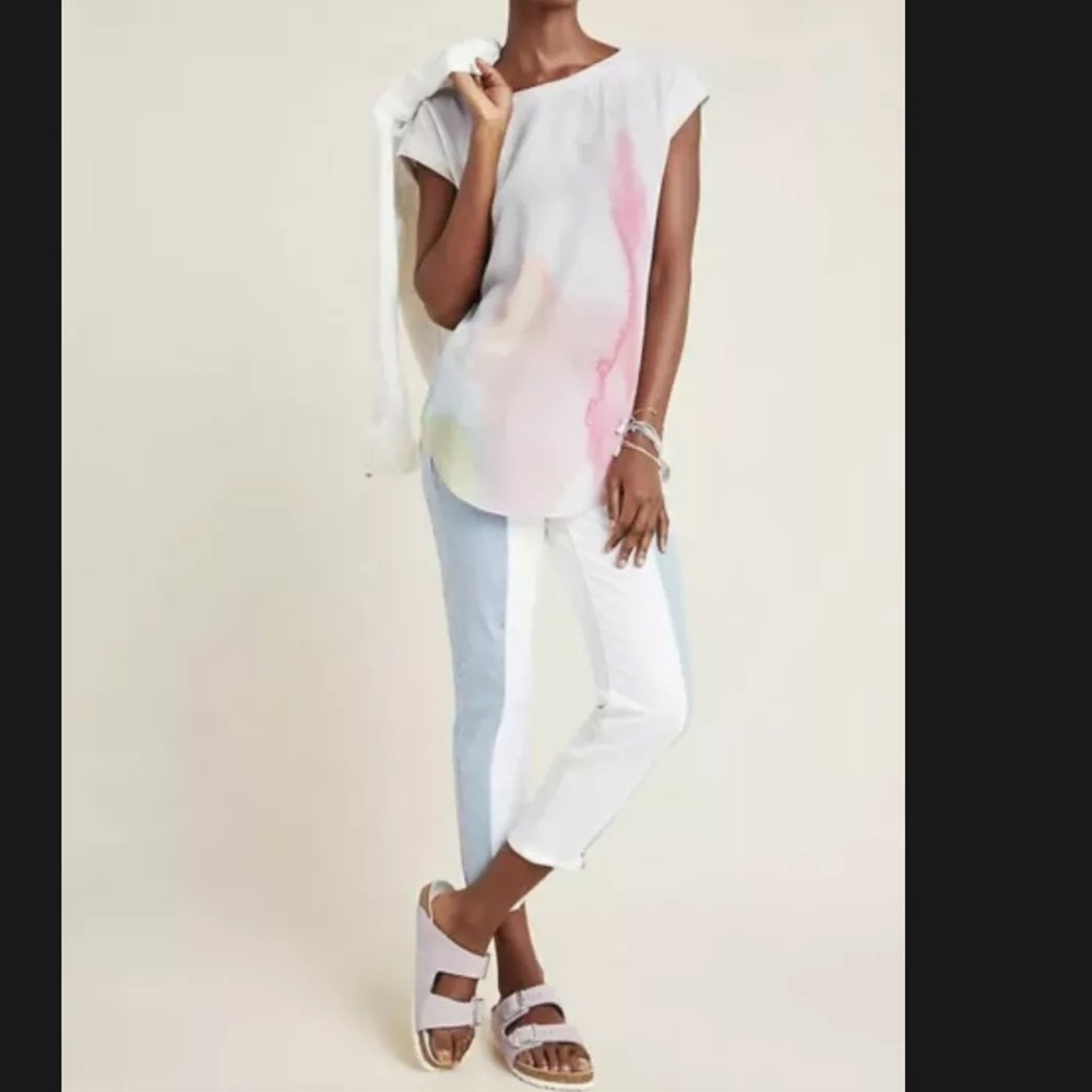 Anthropologie Blouse Tie Dye Tuscany Boatneck Gray Sleeveless Tunic Womens S - Picture 12 of 12
